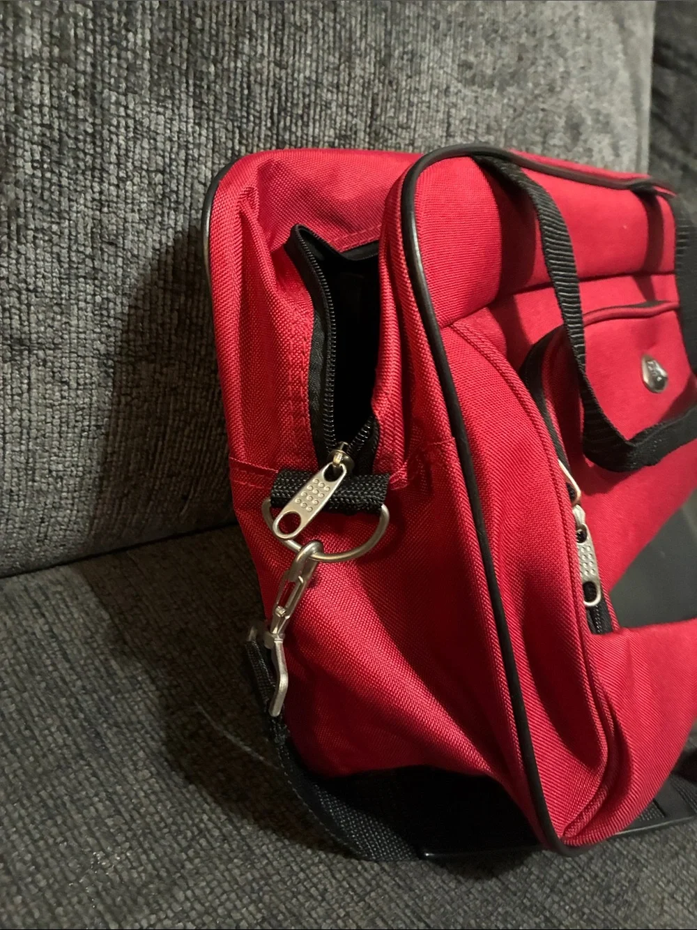 Vintage Bob Mackie Red Travel luggage/Shoulder Red Bag with Black Accents